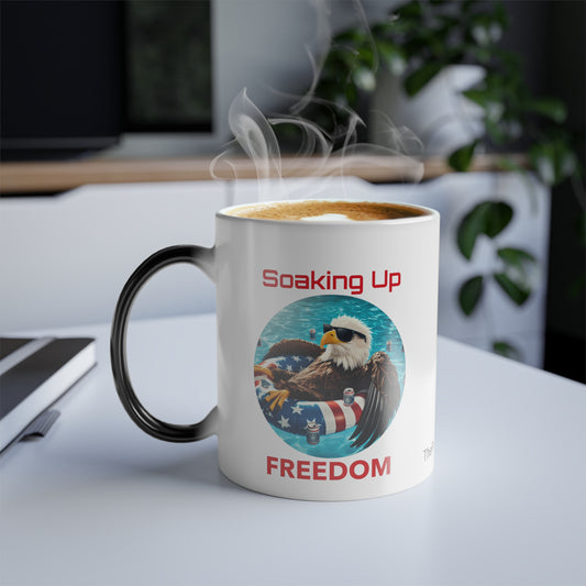 Soaking up American Freedom Color Morphing Mug, 11oz